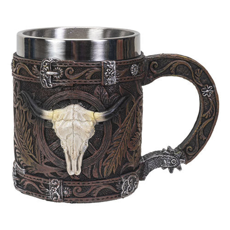 6.25" Stainless Steel Resin Mug - Western Cow - Magick Magick.com