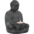 6.25" Volcanic Stone Statue Tealight Holder - Buddha Charcoal - Magick Magick.com