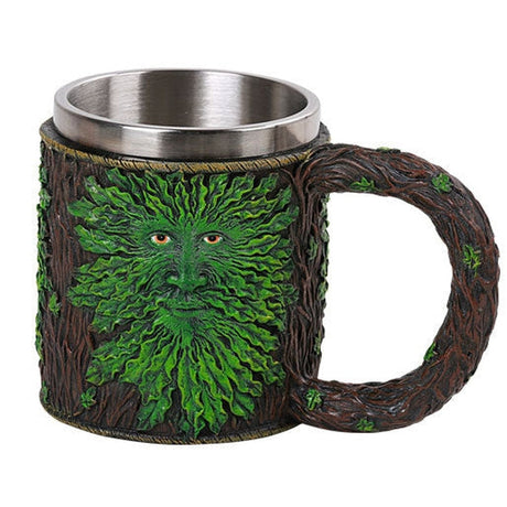 6.4" Stainless Steel Resin Mug - Greenman - Magick Magick.com