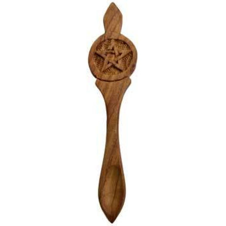 6.5" Pentagram Ritual Sheesham Wood Spoon - Magick Magick.com