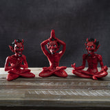 6.5" Red Devil Statue - Yoga (Set of 3) - Magick Magick.com