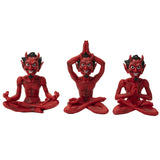 6.5" Red Devil Statue - Yoga (Set of 3) - Magick Magick.com