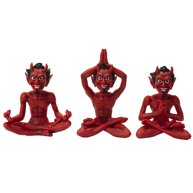 6.5" Red Devil Statue - Yoga (Set of 3) - Magick Magick.com