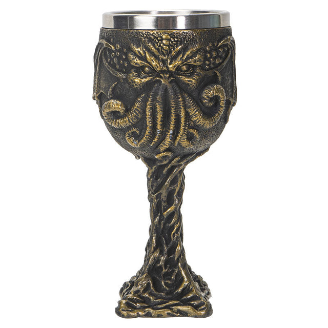 6.5" Resin & Stainless Steel Chalice / Goblet - Cthulhu - Magick Magick.com