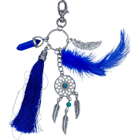 6.5" Talisman Key Ring - Dream Catcher with Feather & Charms - Magick Magick.com