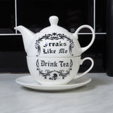 6.5" Tea Cup and Saucer Set - Freaks Like Me Drink Tea - Magick Magick.com