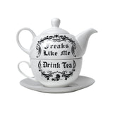 6.5" Tea Cup and Saucer Set - Freaks Like Me Drink Tea - Magick Magick.com