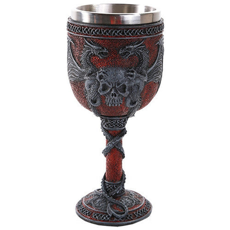 6.75" Chalice / Goblet - Double Dragon with Skull - Magick Magick.com