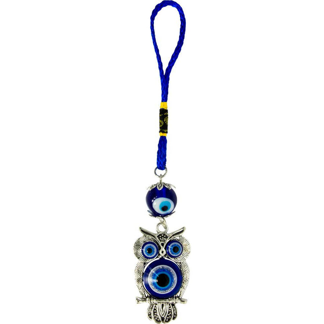 6.75" Evil Eye Talisman - Glass Evil Eye Owl - Magick Magick.com