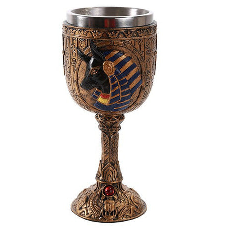 6.75" Resin & Stainless Steel Chalice / Goblet - Anubis - Magick Magick.com