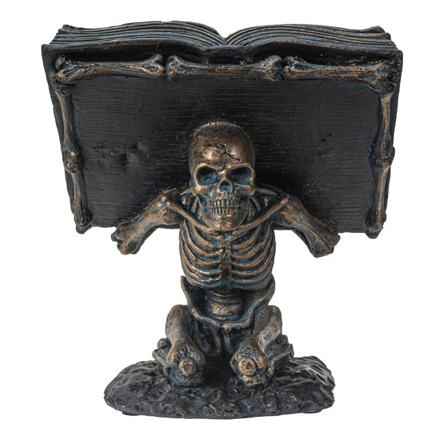 6.75" Skeleton Statue - Spell Book - Magick Magick.com