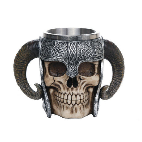 6.75" Stainless Steel Resin Mug - Skull Helmet - Magick Magick.com