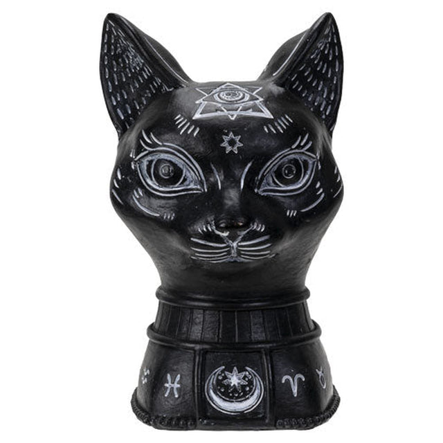 6.8" Black Cat Head Bust Statue - Magick Magick.com