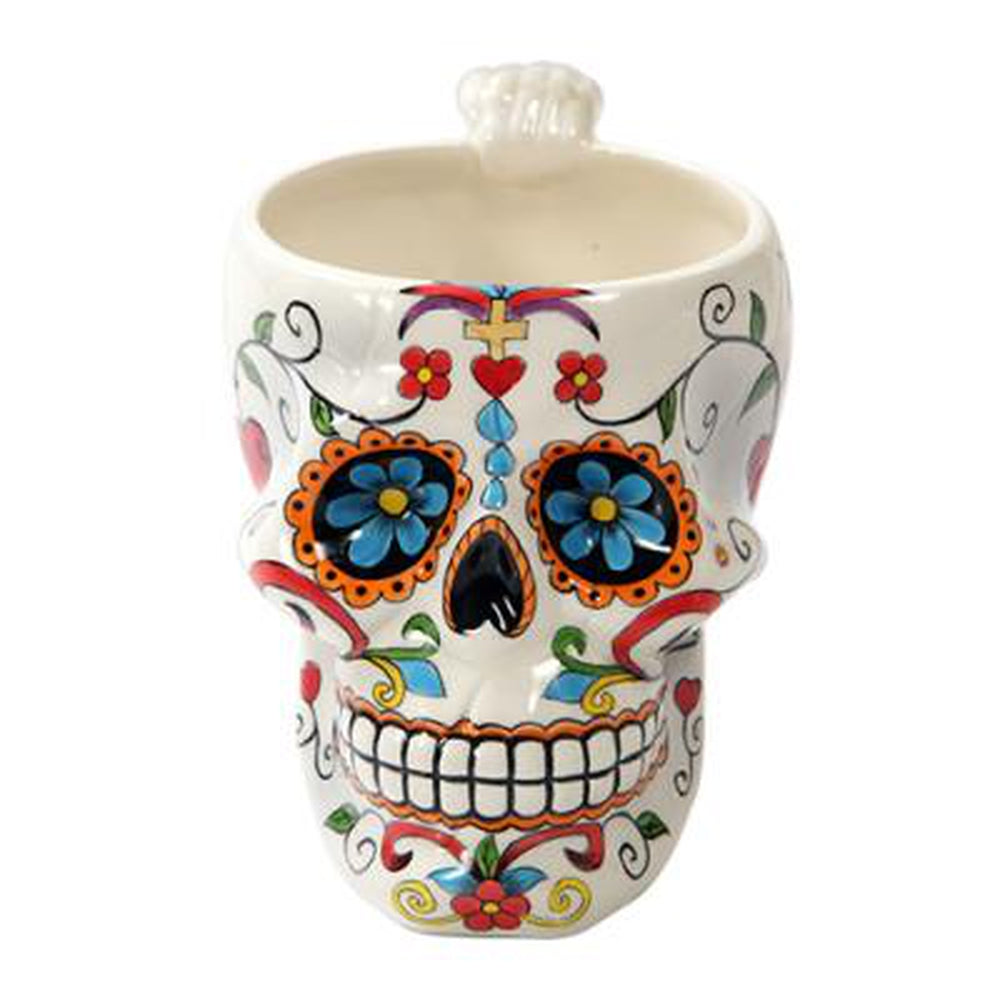 7" Ceramic Mug - Day of the Dead Skull #3 - Magick Magick.com
