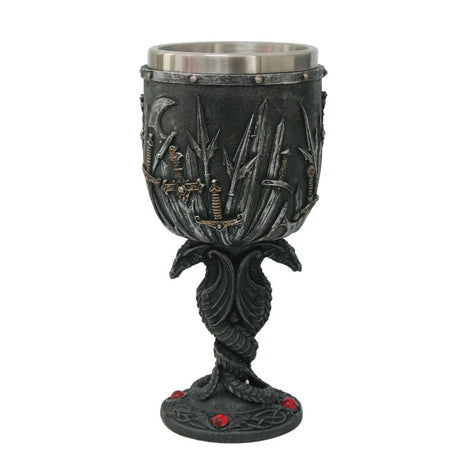 7" Chalice / Goblet - Double Dragon with Sword - Magick Magick.com