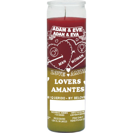 7 Day Glass Candle 2 Color Adam & Eve Lovers - Red / Yellow - Magick Magick.com