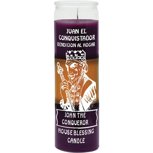 7 Day Glass Candle 3 Colors John The Conqueror House Blessing - Purple / Gold / Purple - Magick Magick.com