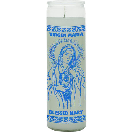 7 Day Glass Candle Blessed Mary - White - Magick Magick.com