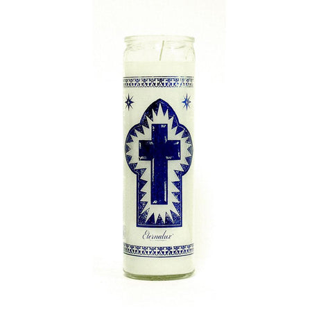 7 Day Glass Candle Cross of Calvary - White - Magick Magick.com