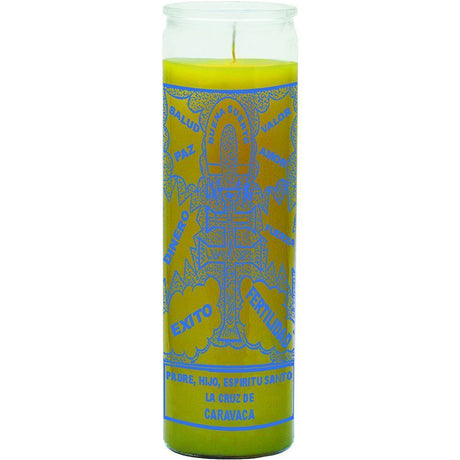 7 Day Glass Candle Cross of Caravaca - Yellow - Magick Magick.com