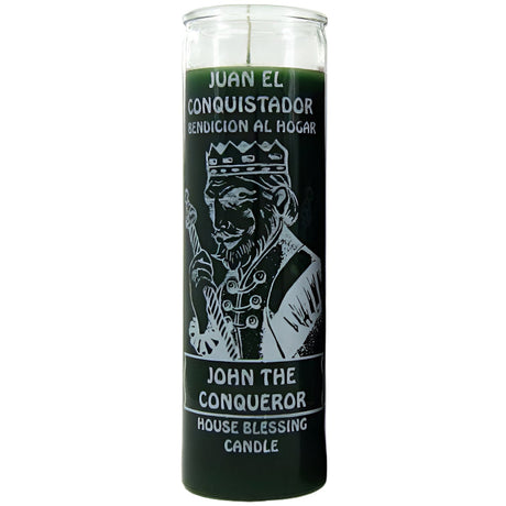 7 Day Glass Candle John the Conqueror House Blessing - Green - Magick Magick.com