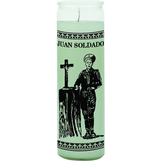 7 Day Glass Candle Juan Soldado - White - Magick Magick.com