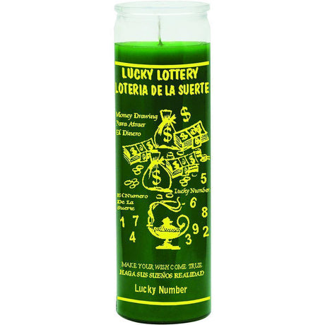 7 Day Glass Candle Lucky Lottery - Green - Magick Magick.com
