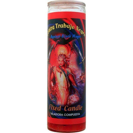 7 Day Glass Candle Mystical Fixed - Against Black Magic - Red - Magick Magick.com