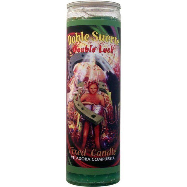 7 Day Glass Candle Mystical Fixed - Double Luck - Green - Magick Magick.com