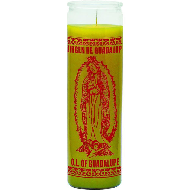 7 Day Glass Candle Our Lady Guadalupe - Yellow - Magick Magick.com