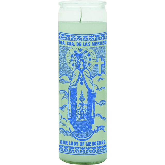 7 Day Glass Candle Our Lady Mercedes - White - Magick Magick.com