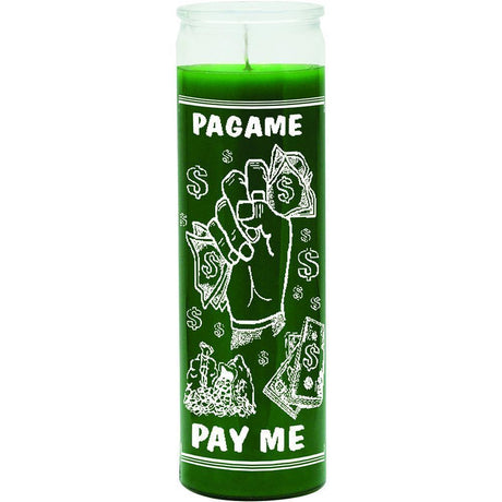 7 Day Glass Candle Pay Me - Green - Magick Magick.com