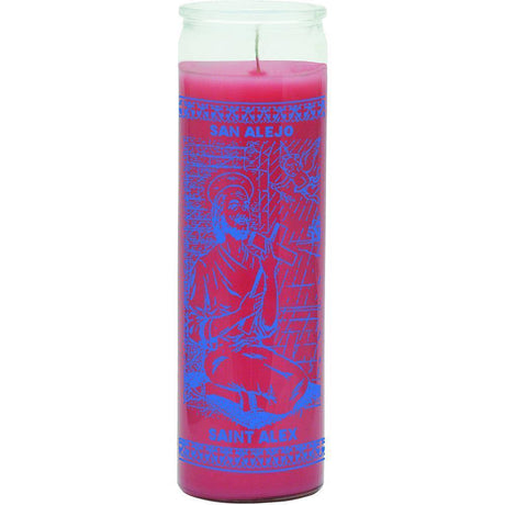 7 Day Glass Candle Religious St. Alex - Pink - Magick Magick.com