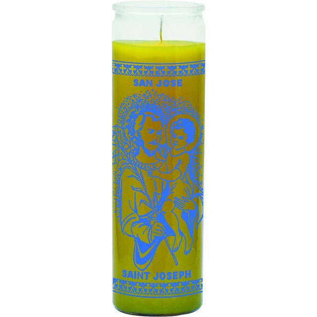 7 Day Glass Candle Religious St. Joseph - Yellow - Magick Magick.com