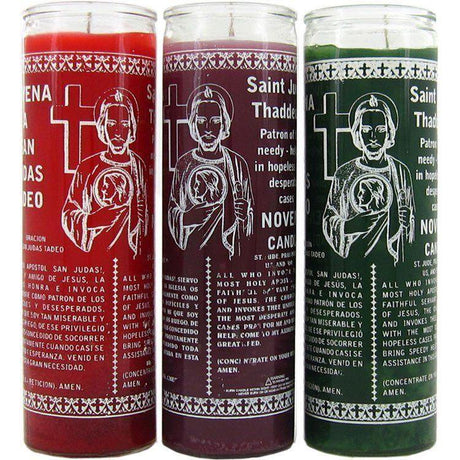7 Day Glass Candle Religious St. Jude - Green - Magick Magick.com