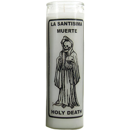 7 Day Glass Candle Santisima Muerte / Holy Death - White - Magick Magick.com