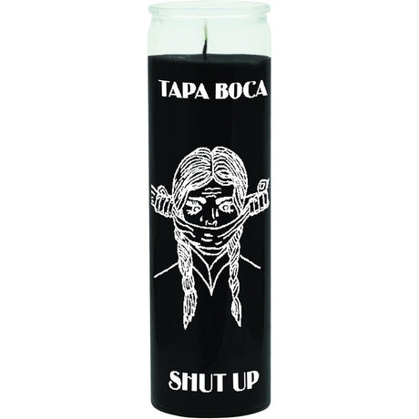 7 Day Glass Candle Shut up - Black - Magick Magick.com