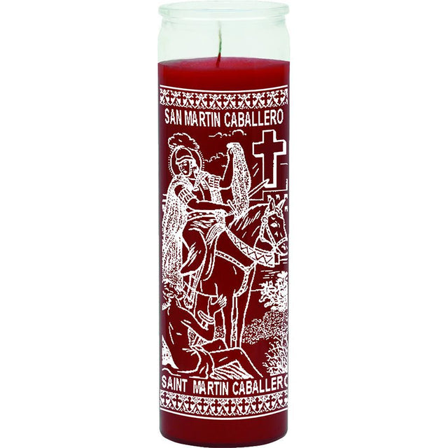 7 Day Glass Candle St. Martin Caballero - Red - Magick Magick.com