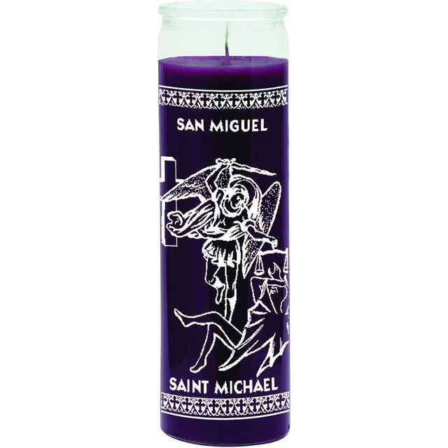 7 Day Glass Candle St. Michael - Purple - Magick Magick.com