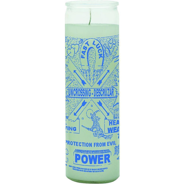7 Day Glass Candle Uncrossing Protection from Evil - White - Magick Magick.com