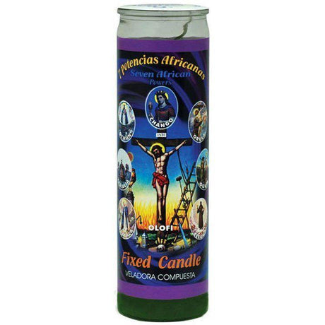 7 Day Glass Candle Velas Misticas - 7 African Powers - Green - Magick Magick.com