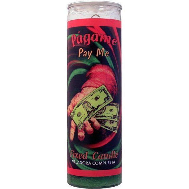 7 Day Glass Candle Velas Misticas - Pay Me - Green - Magick Magick.com