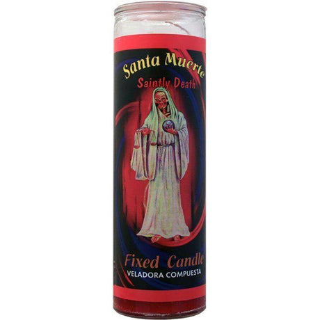 7 Day Glass Candle Velas Misticas - Saintly Death (Holy Death) - Red - Magick Magick.com