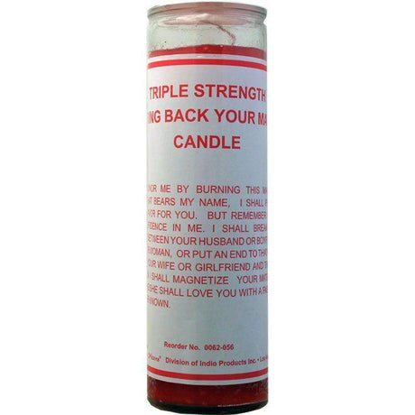7 Day Glass Dressed Candle - Bring Back Your Mate Triple Strength - Red - Magick Magick.com