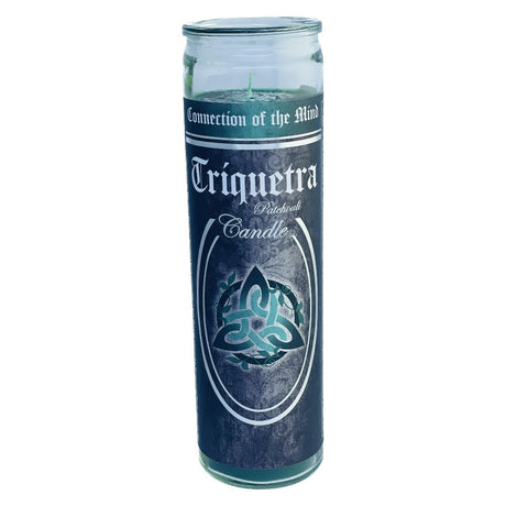 7 Day Glass Ritual Candle - Triquetra - Patchouli - Magick Magick.com