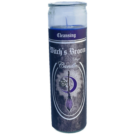 7 Day Glass Ritual Candle - Witch's Broom - Sage - Magick Magick.com