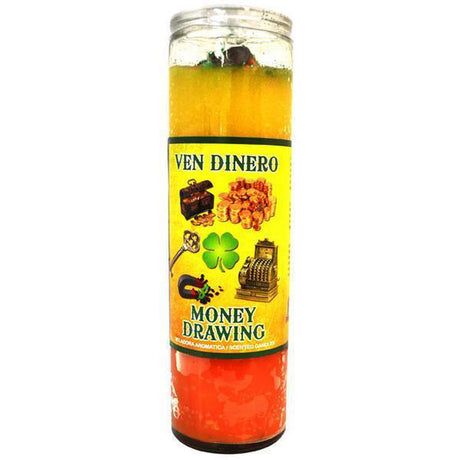 7 Day Glass Scented Cocktail Candle - Money Drawing - Yellow & Orange - Magick Magick.com