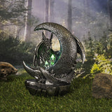 7" Dragon on Moon Statue (LED Light Up) - Magick Magick.com