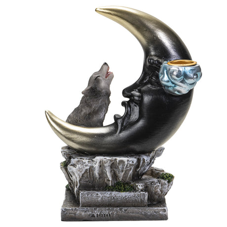 7" Howling Wolf Moon Backflow Incense Burner - Magick Magick.com