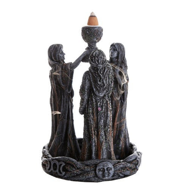 7" Polyresin Backflow Incense Burner - Maiden Mother Crone - Magick Magick.com